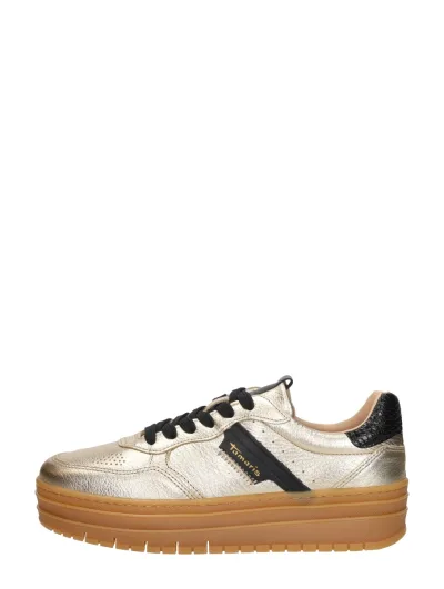 Tamaris Sneakers Laag, lage veterschoenen voor dames in goudkleur, foto 1 van 4