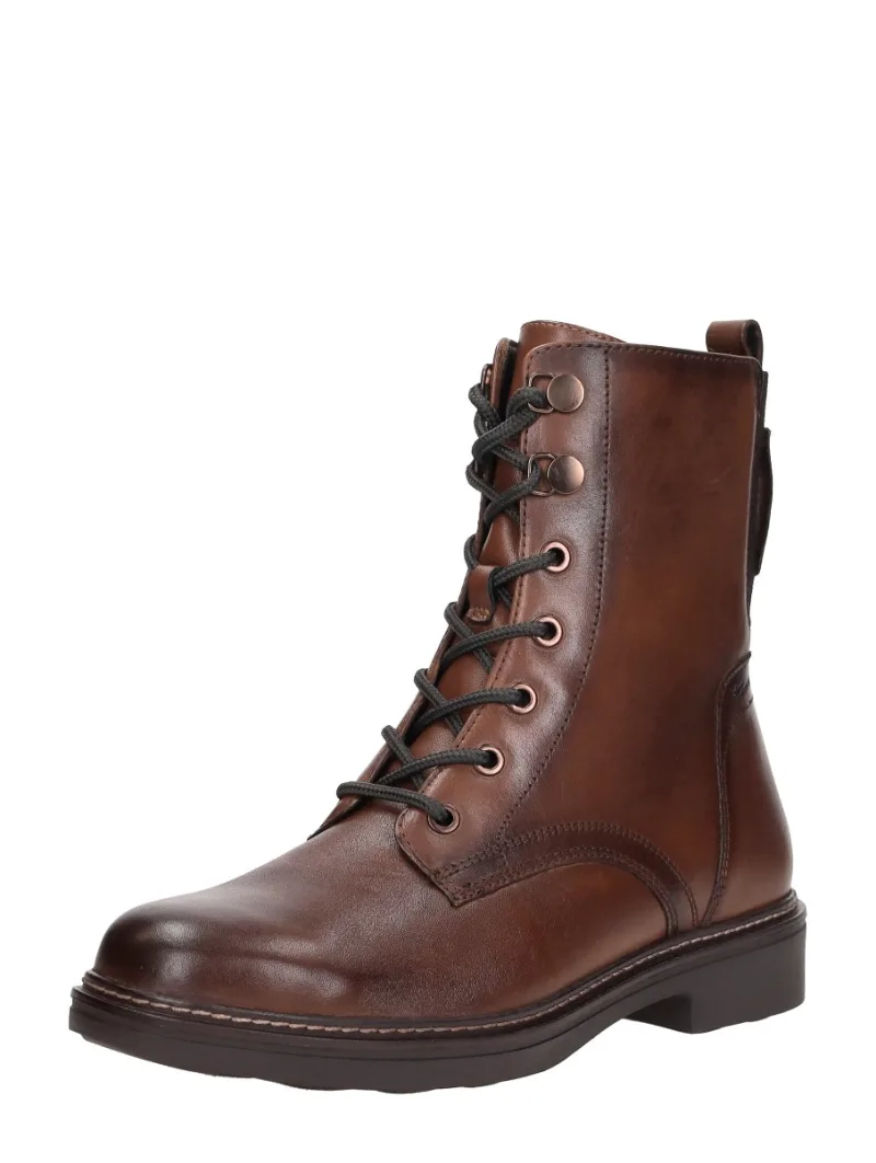 Tamaris Wide Fit Veterschoenen Hoog, hoge veterschoenen voor dames in cognac, foto 2 van 2
