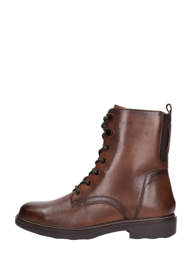 Tamaris Wide Fit Veterschoenen Hoog, hoge veterschoenen voor dames in cognac