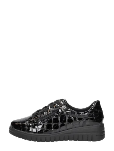 Sub55 Comfort Collection Isla 07, lage veterschoenen voor dames in zwart croco lak, foto 1 van 4