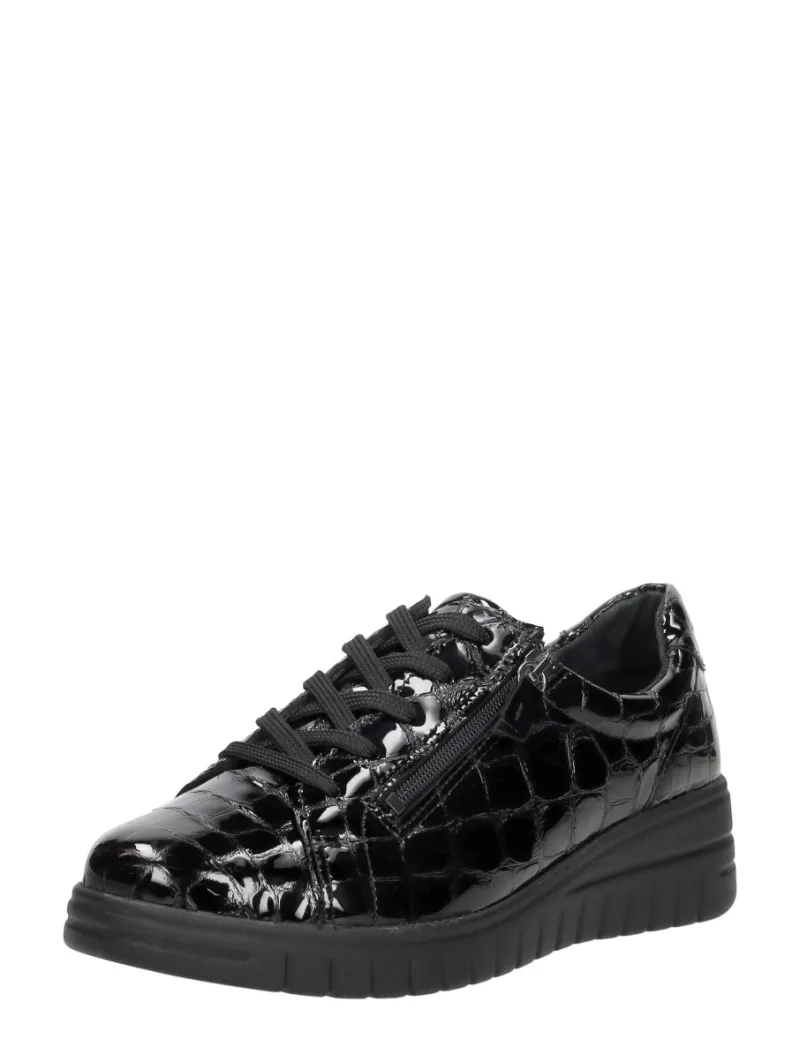 Sub55 Comfort Collection Isla 07, lage veterschoenen voor dames in zwart croco lak, foto 2 van 2