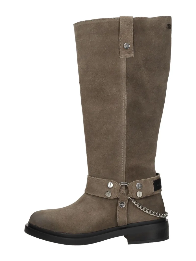 Lazamani Leslie, lange laarzen voor dames in taupe