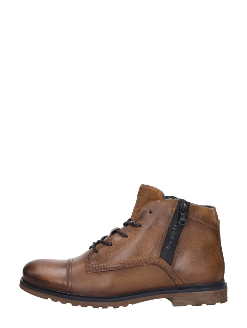 Bugatti Vittore, hoge veterschoenen voor heren in cognac