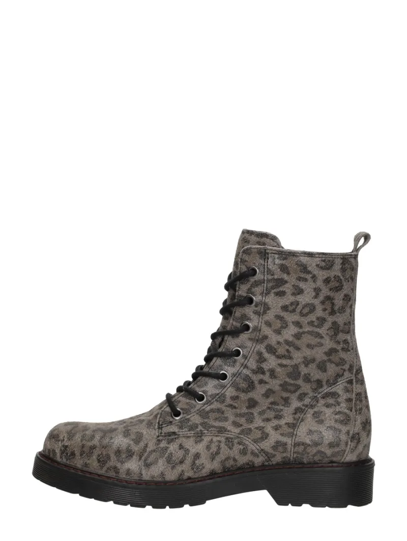 Aqa Veterschoenen Hoog, hoge veterschoenen voor dames in taupe