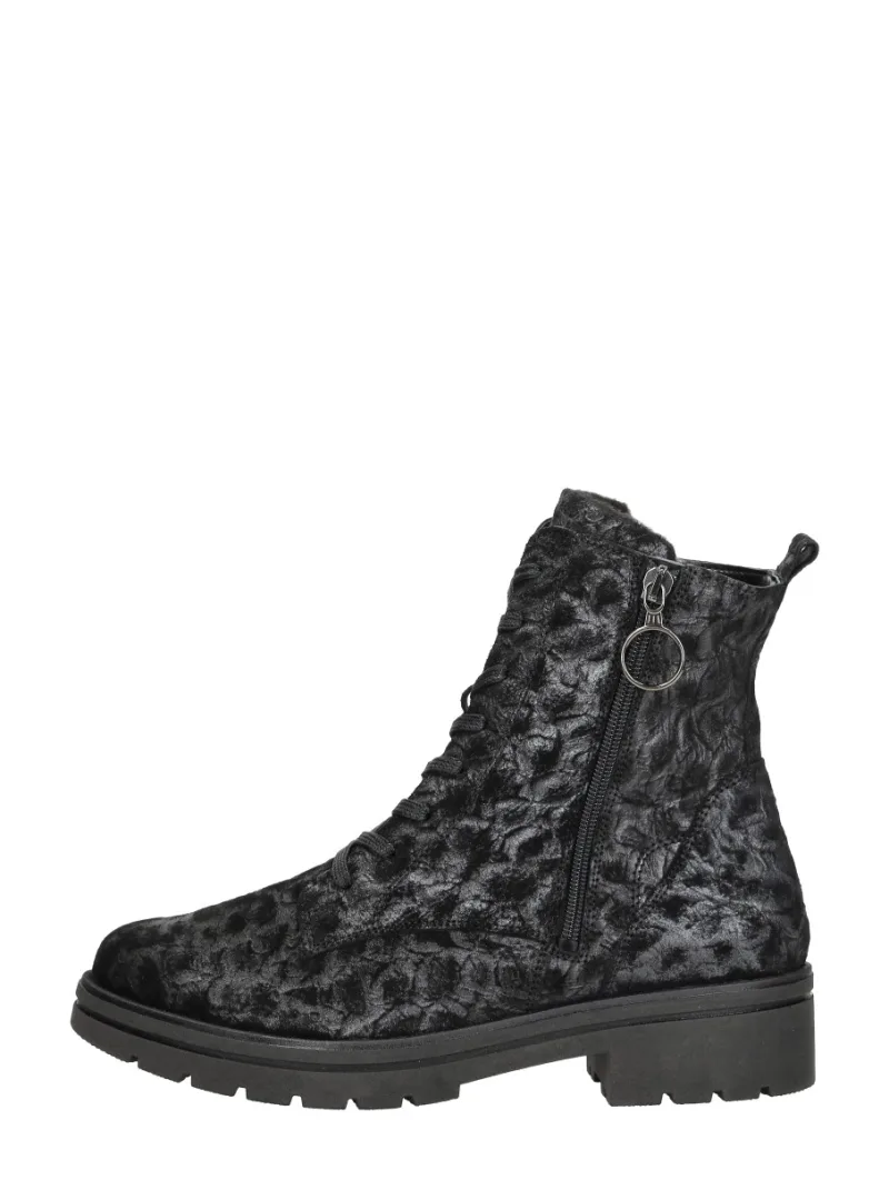 Waldläufer K-Zoe, hoge veterschoenen voor dames in zwart