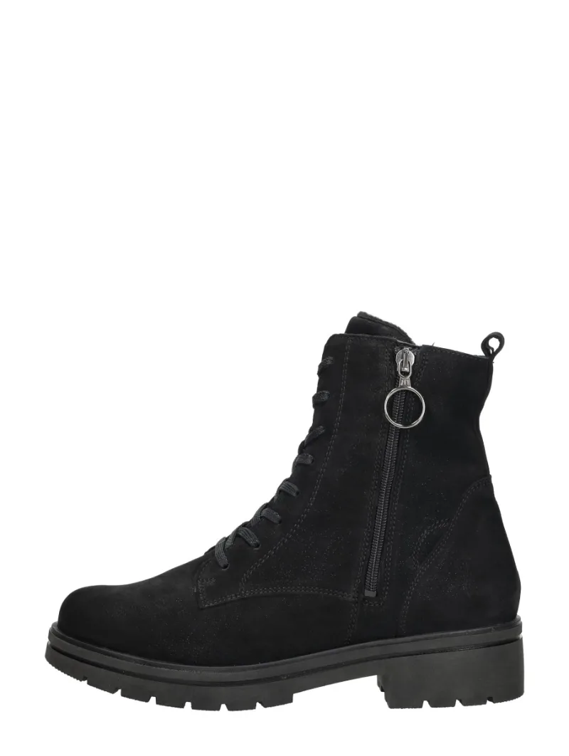 Waldläufer K-Zoe, hoge veterschoenen voor dames in zwart