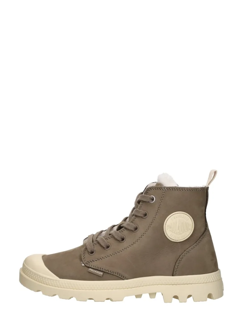 Palladium Pampa Hi Zip L, hoge veterschoenen voor dames in taupe