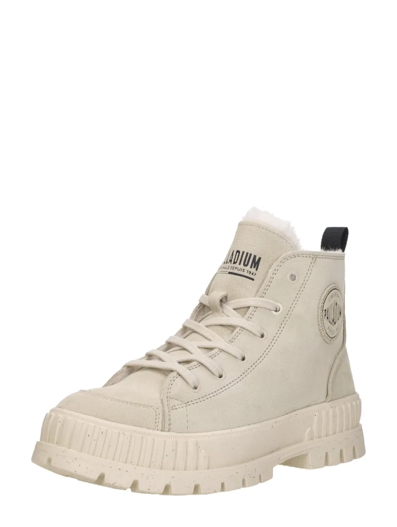 Palladium Pallashock Zip Warm, hoge veterschoenen voor dames in beige, foto 2 van 2