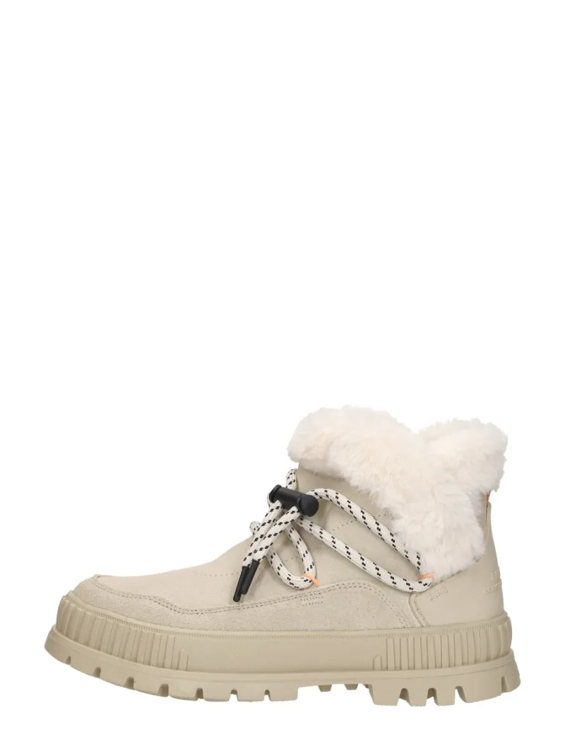 Palladium Pallashock Lo Hiver, enkellaarsjes plat voor dames in beige