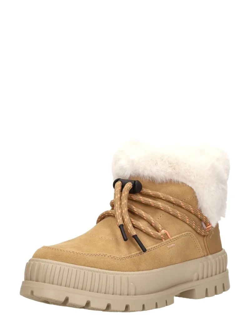Palladium Pallashock Lo Hiver, enkellaarsjes plat voor dames in cognac, foto 2 van 2