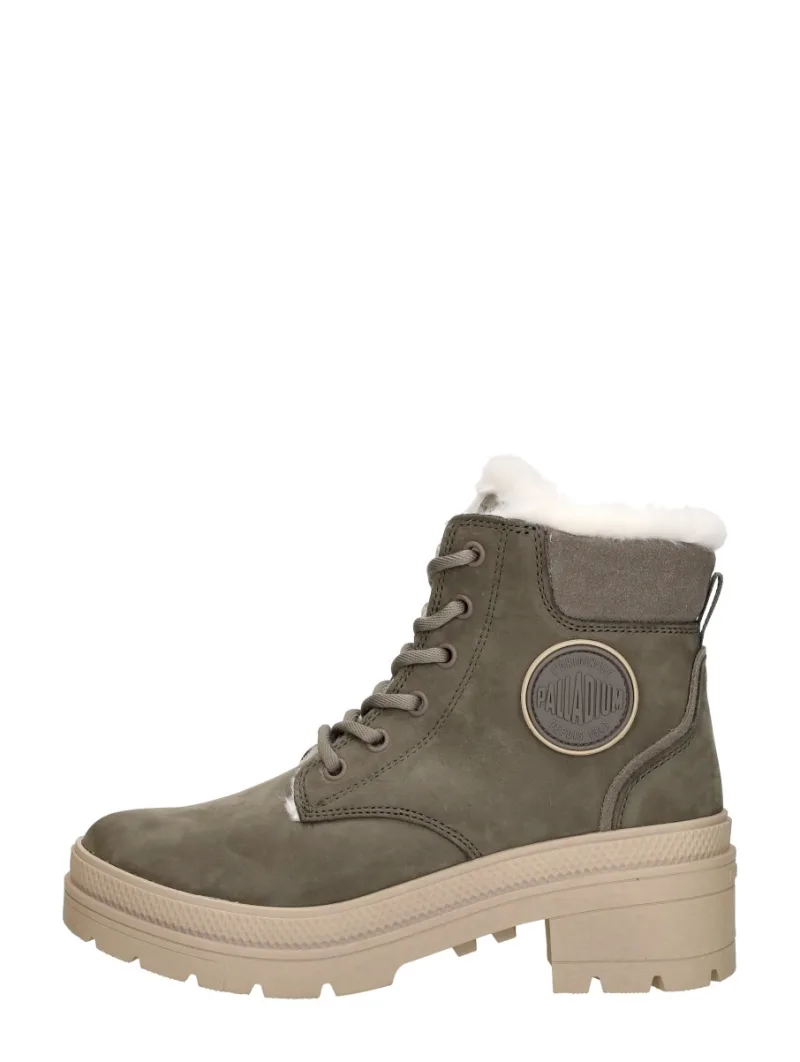 Palladium Pallarise NBK L, veterschoenen hak voor dames in taupe