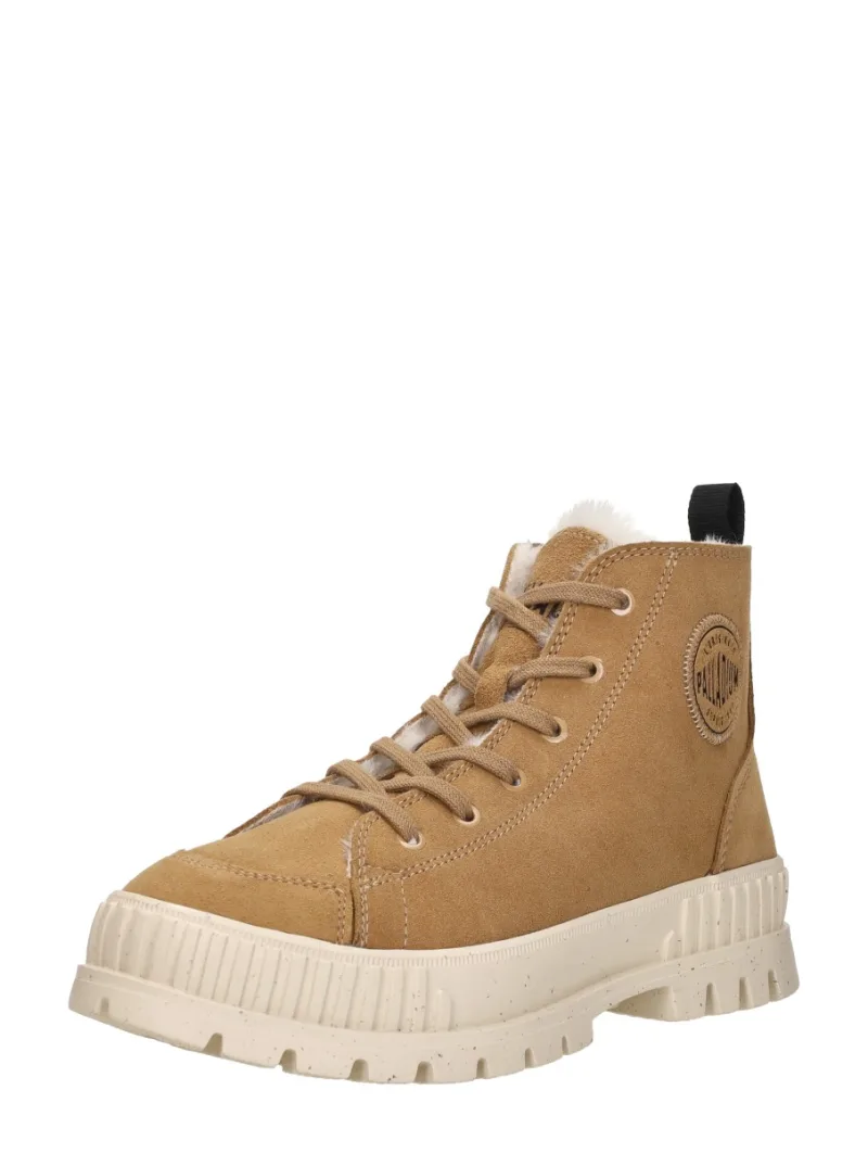 Palladium Pallashock Zip Warm, hoge veterschoenen voor dames in cognac, foto 2 van 2