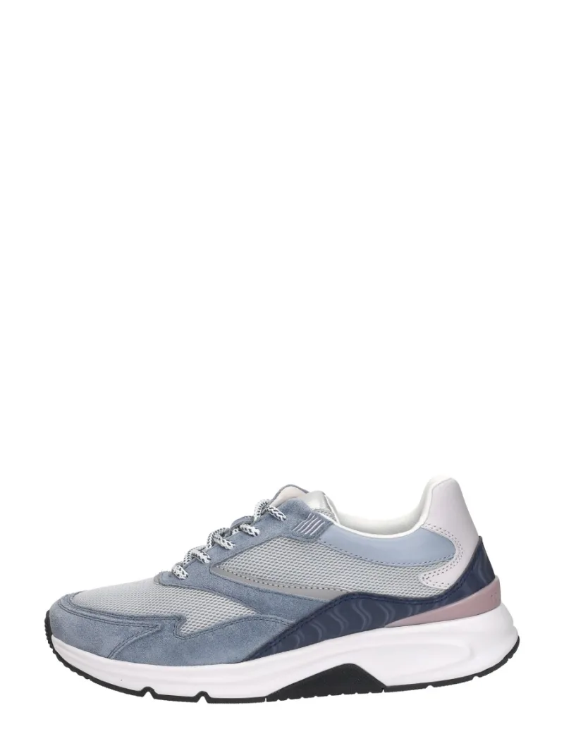 Gabor Rollingsoft, lage veterschoenen voor dames in licht blauw