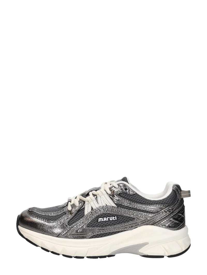 Maruti Nola zilver, lage veterschoenen voor dames in zilverkleur