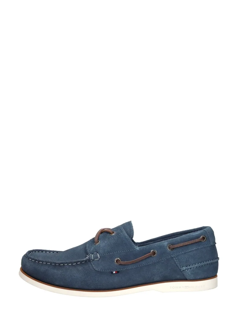 Tommy Hilfiger TH Boat Shoe Core Suede, bootschoenen voor heren in licht blauw