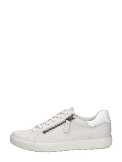 ECCO Soft 7 Side Zip Lace, lage veterschoenen voor dames in wit, foto 1 van 4