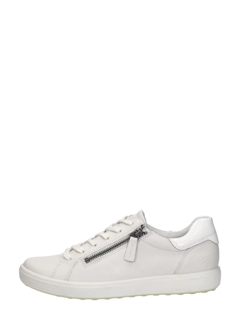 ECCO Soft 7 Side Zip Lace, lage veterschoenen voor dames in wit