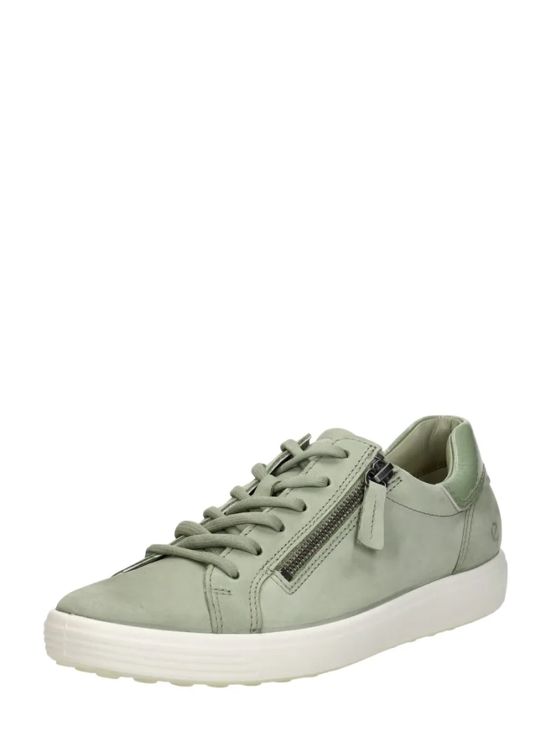 ECCO Soft 7 Side Zip Lace, lage veterschoenen voor dames in groen, foto 2 van 2
