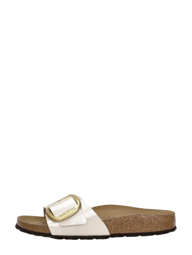 Birkenstock Madrid Big Buckle, open slippers voor dames in gebroken wit