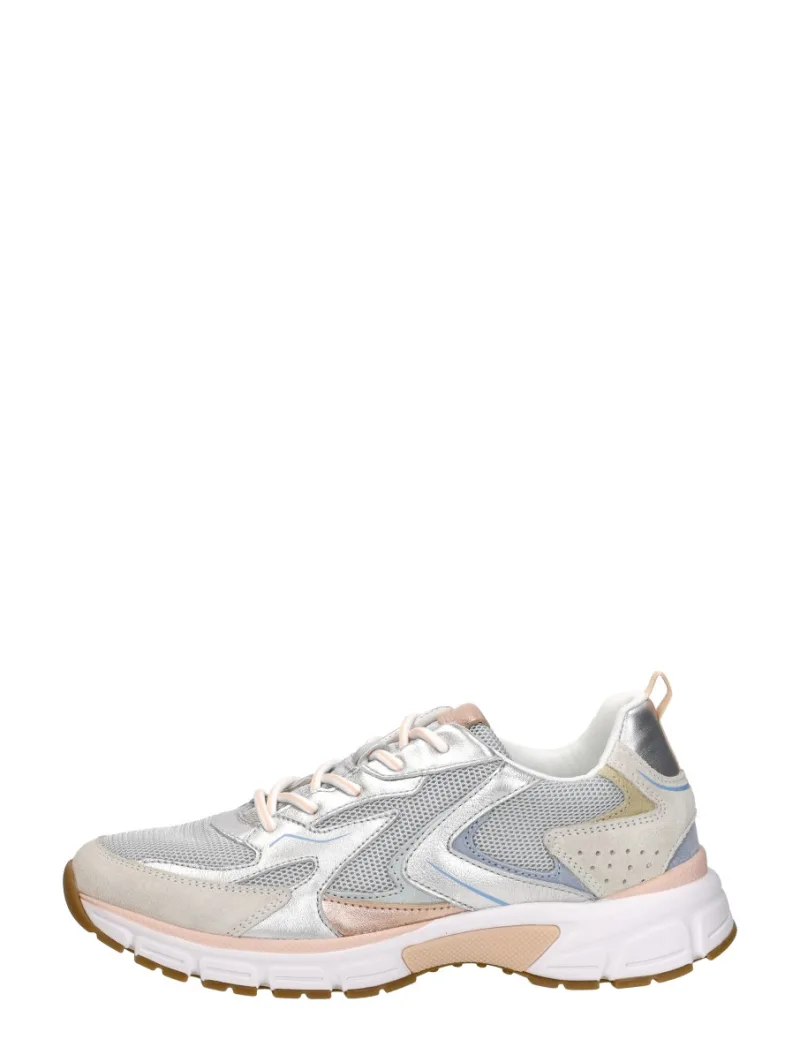 Gabor Sneakers Laag zilver, lage veterschoenen voor dames in zilverkleur