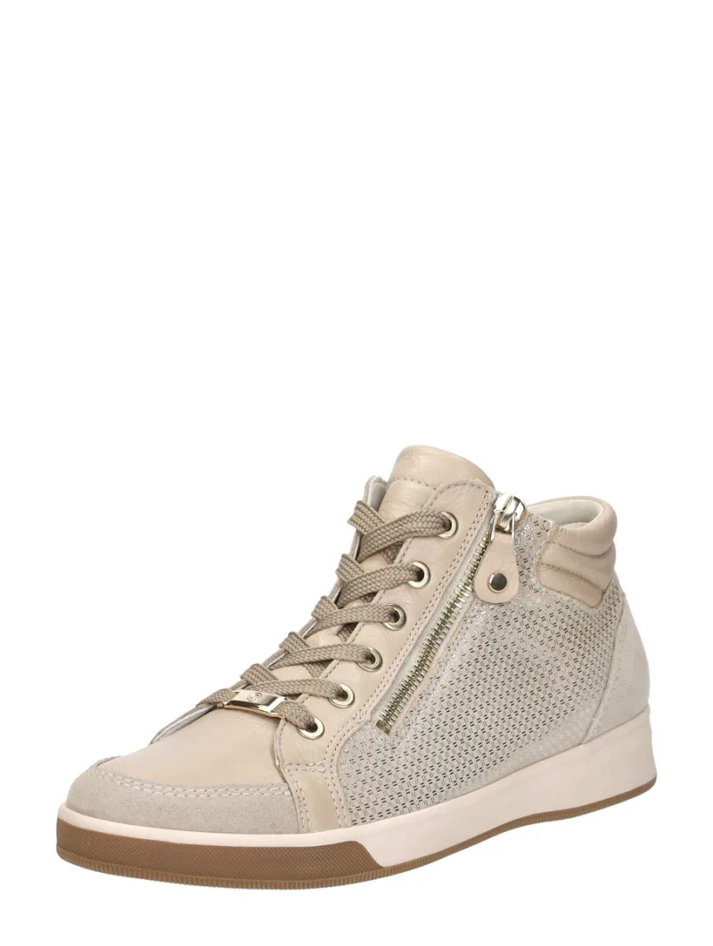 Ara Rom-ST-High-Soft, hoge veterschoenen voor dames in beige, foto 2 van 2