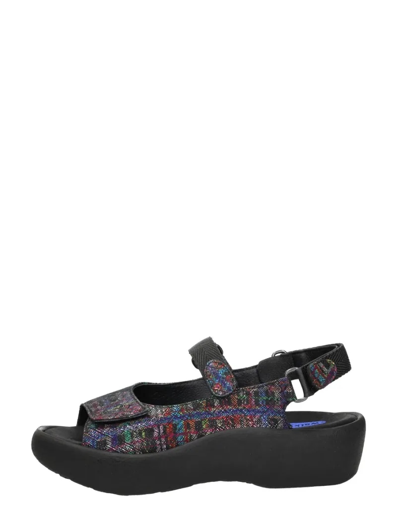 Wolky Jewel Giza, sandalen plat voor dames in zwart