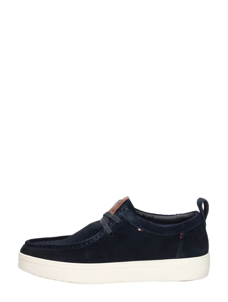 Tommy Hilfiger Modern Light Suede Moc Toe Shoe, lage veterschoenen voor heren in blauw