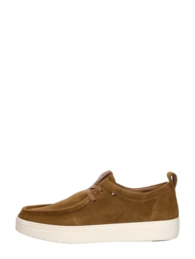 Tommy Hilfiger Modern Light Suede Moc Toe Shoe, lage veterschoenen voor heren in cognac, foto 1 van 4