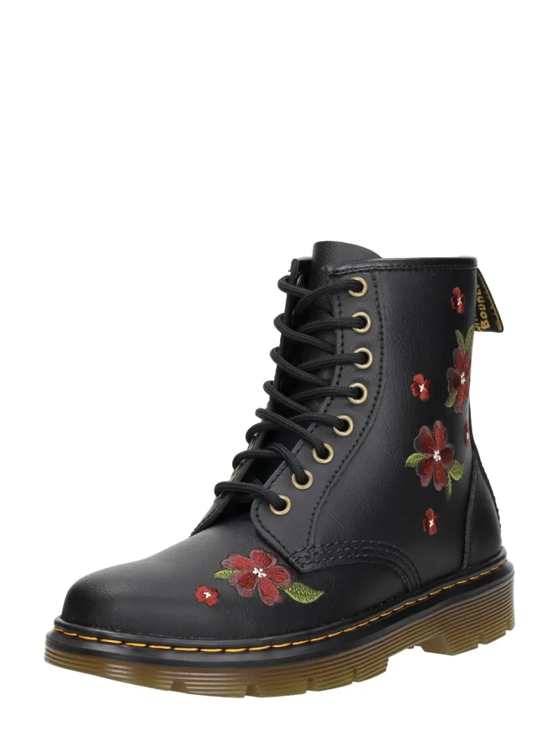 Dr. Martens Aprile Floral, hoge veterschoenen voor dames in zwart, foto 2 van 2