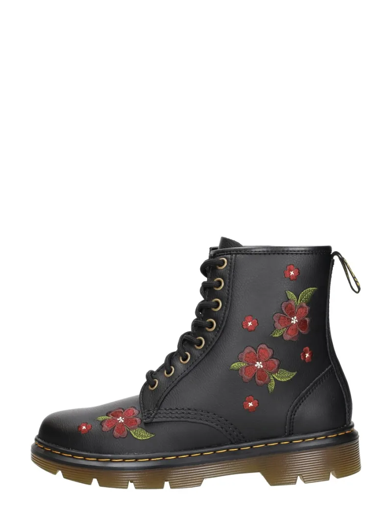 Dr. Martens Aprile Floral, hoge veterschoenen voor dames in zwart