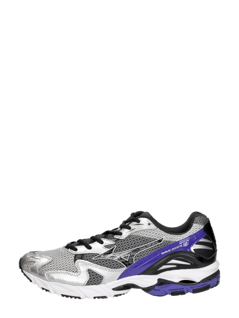 Mizuno Wave Rider 10 zilver, lage sneakers voor heren in zilverkleur