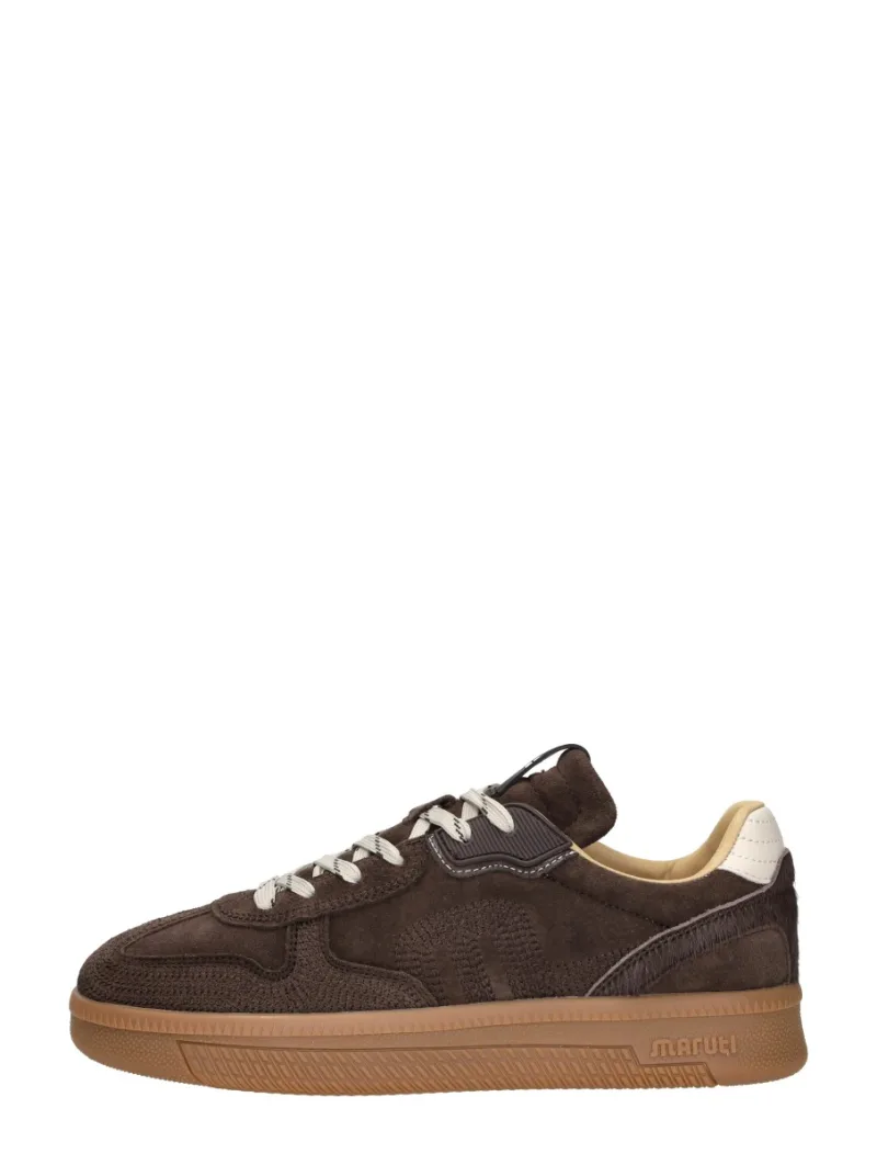 Maruti Yale Emboidery, lage veterschoenen voor dames in donkerbruin