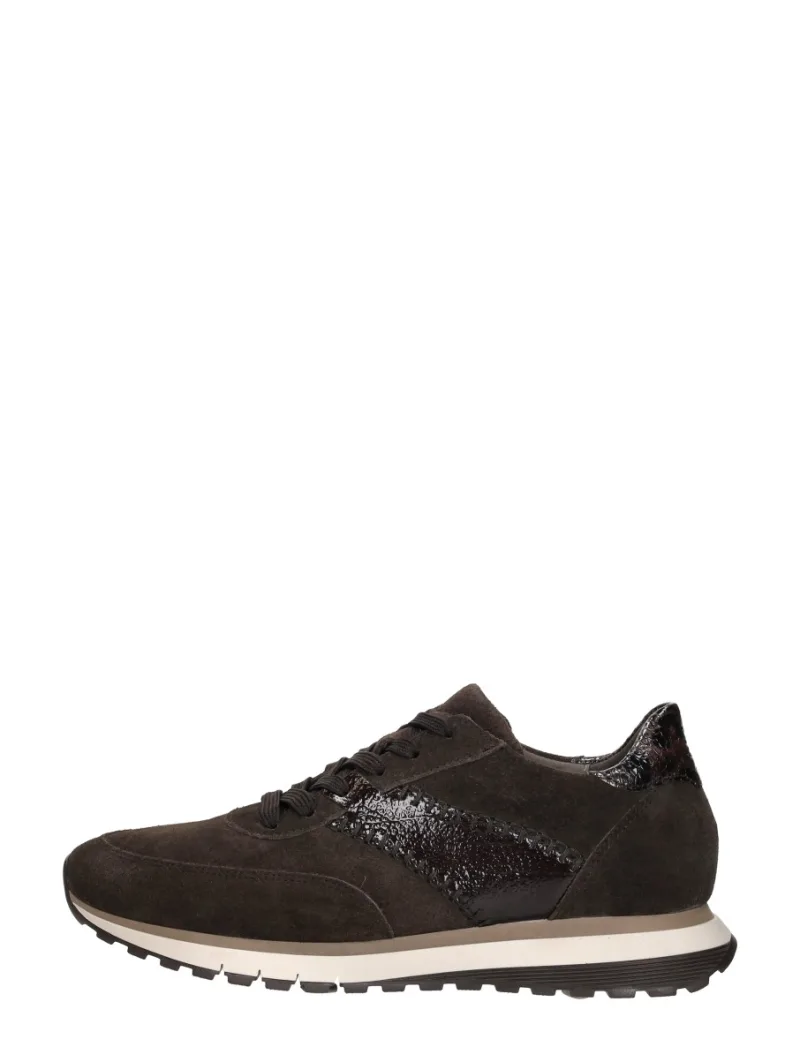 Gabor Sneakers Laag, lage veterschoenen voor dames in donkerbruin