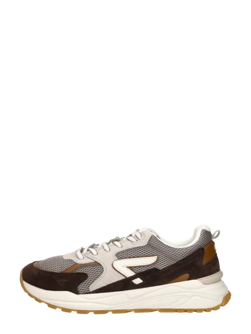Hub Grid, lage sneakers voor heren in donkerbruin