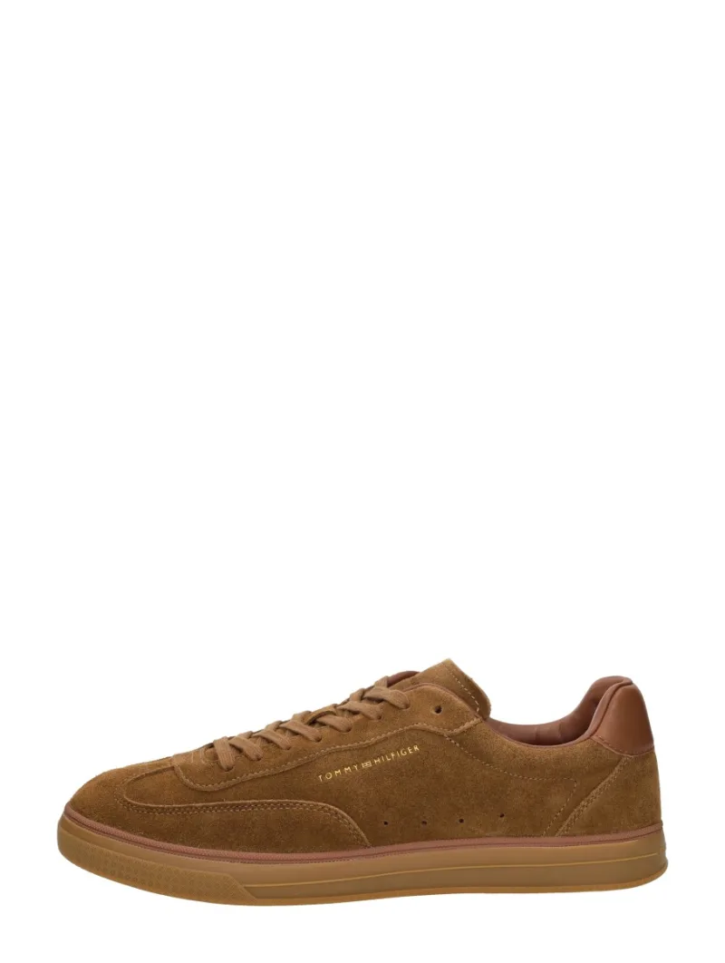 Tommy Hilfiger TH Lo Lux Suede Sneaker, lage sneakers voor heren in cognac