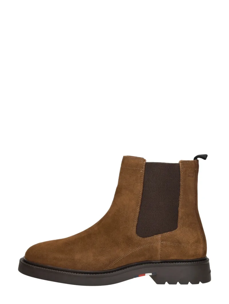Tommy Hilfiger Corporate Casual Suede Chelsea, enkellaarsjes & boots voor heren in cognac