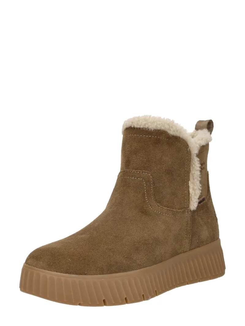 Tamaris Wide Fit Enkellaarsjes Plat, enkellaarsjes plat voor dames in beige, foto 2 van 2