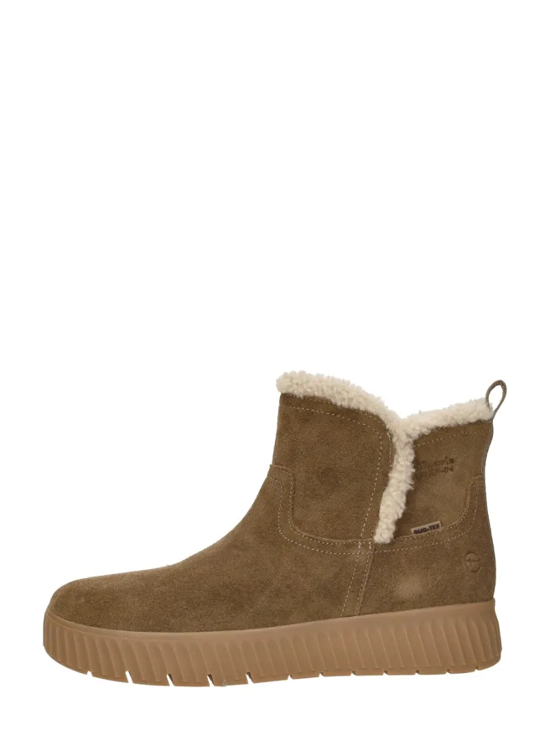 Tamaris Wide Fit Enkellaarsjes Plat, enkellaarsjes plat voor dames in beige