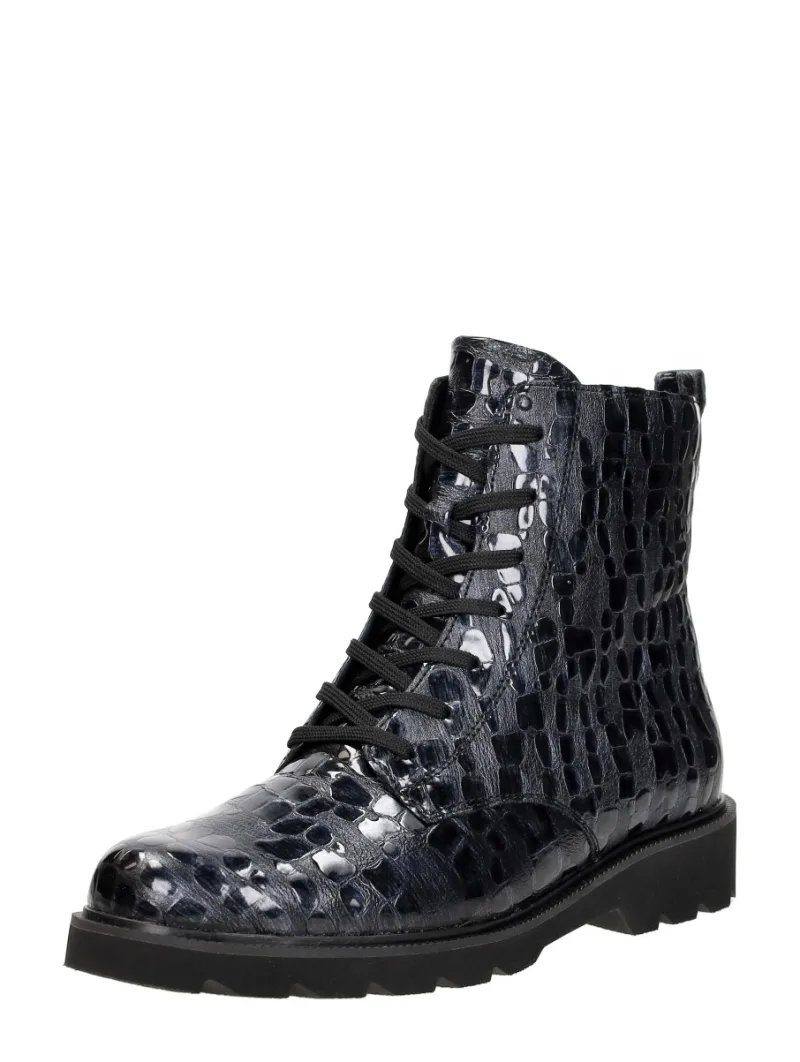 Remonte Veterschoenen Hoog, hoge veterschoenen voor dames in blauw lak, foto 2 van 2