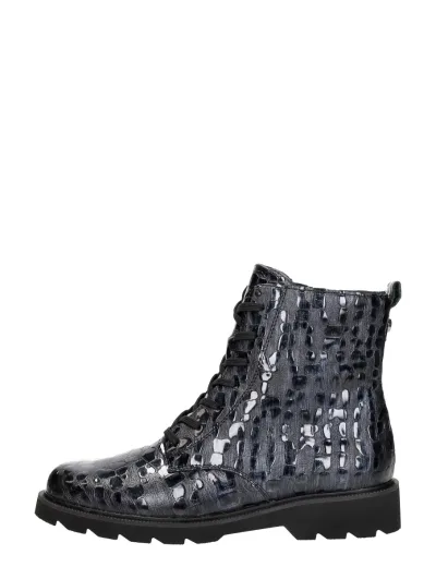 Remonte Veterschoenen Hoog, hoge veterschoenen voor dames in blauw lak, foto 1 van 4