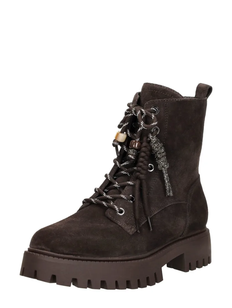Guess Fizzle, hoge veterschoenen voor dames in donkerbruin, foto 2 van 2