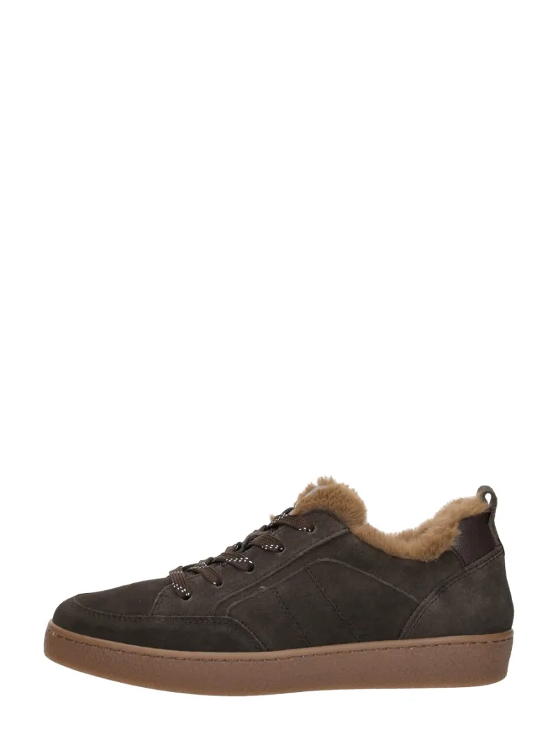 Gabor Sneakers Laag, lage veterschoenen voor dames in donkerbruin