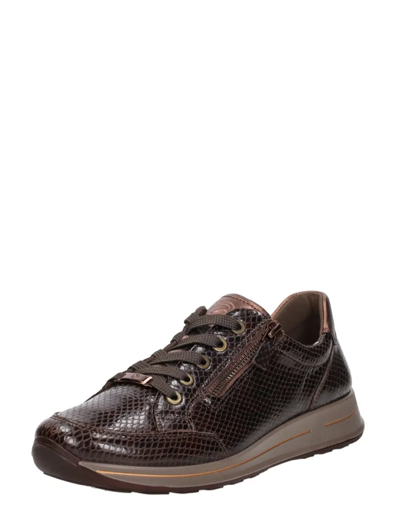 Ara Osaka 2.0 Bruin Lak, lage veterschoenen voor dames in bruin croco lak, foto 2 van 2