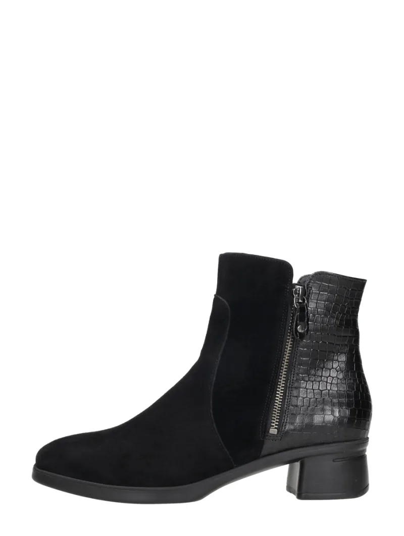 Hartjes Blues Boot, enkellaarsjes hak voor dames in zwart