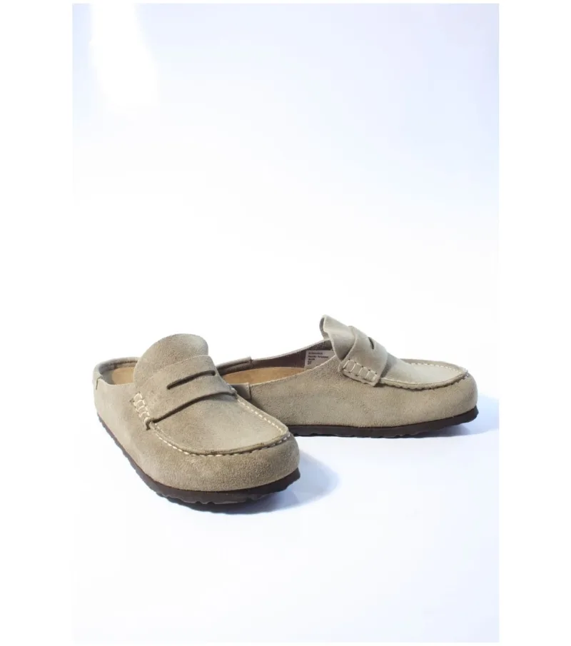 Birkenstock Naples Wrapped, slippers voor dames in taupe