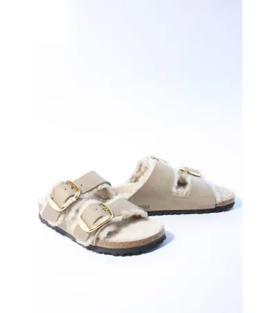 Birkenstock Arizona Big Buckle, slippers voor dames in taupe, foto 1 van 2