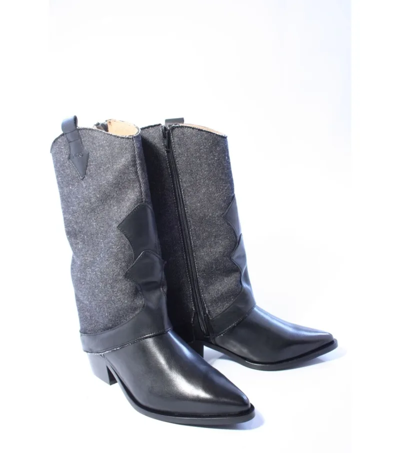 DWRS Label Shetland denim, laarzen voor dames in zwart