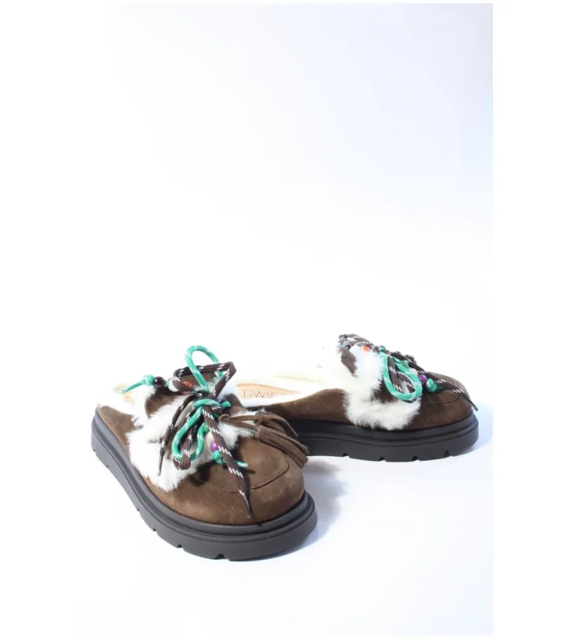 DWRS Label Nova, slippers voor dames in bruin