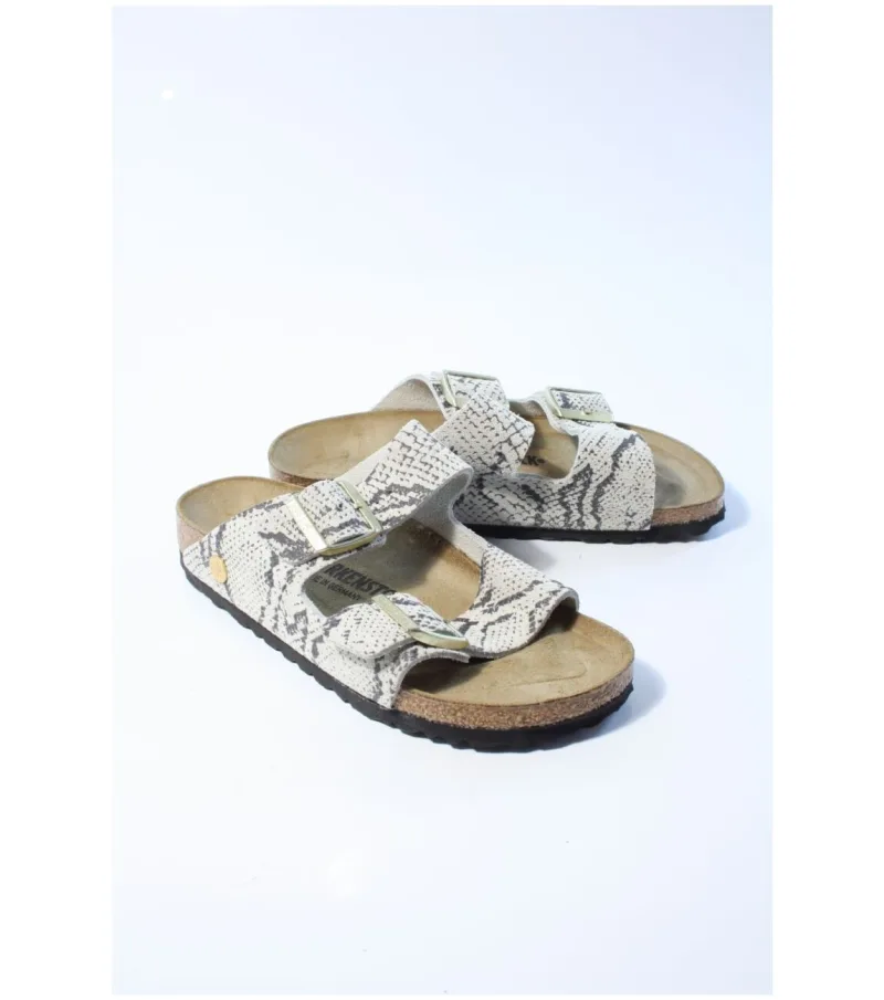 Birkenstock Arizona Rivet Logo, slippers voor dames in grijs