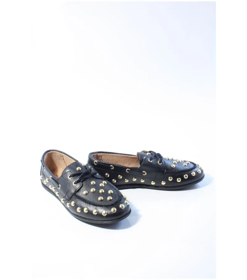 DWRS Label Latty big studs, instappers & loafers voor dames in zwart
